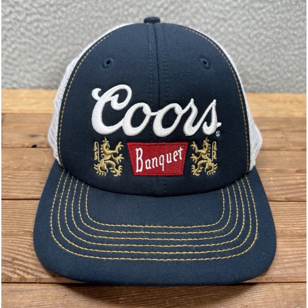 Coors Beer Hat Adult Blue Snapback Mesh Back Trucker Cap Outdoors Camping Skater
